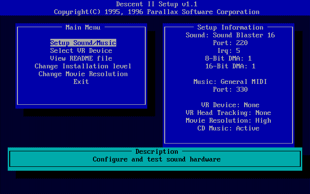 Descent 2: Sound configuration